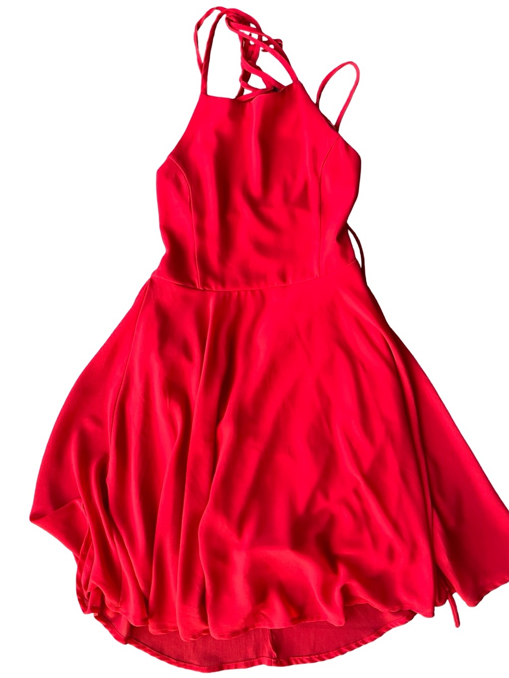 Lulu’s Red Lace Up Mini Dress Wedding Guest XS